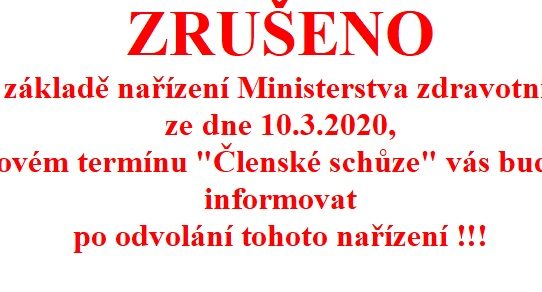 Členská schůze - ZRUŠENO
