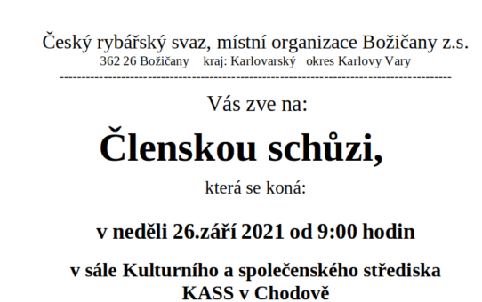Členská schůze 26.09.2021